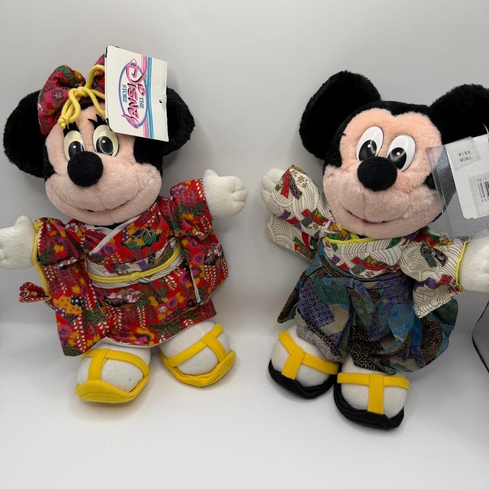Disney Store Japan Mickey Minnie Mouse Kimono Plush Dolls Set New With Tags